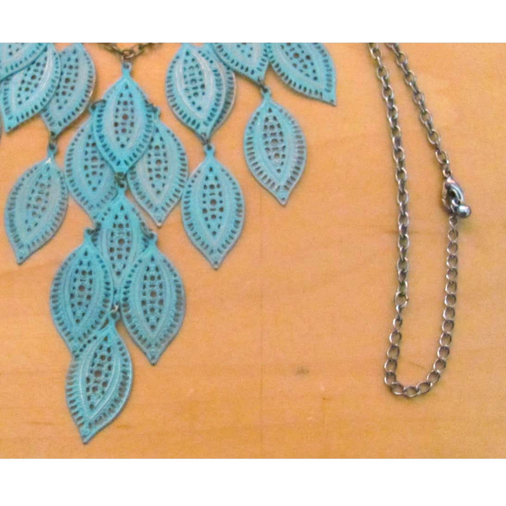 Turquoise Tear Drop Tapered Lightweight Necklace - Picture 7 of 9